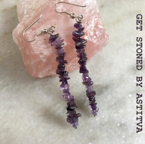 Raw amethsyt chips earrings